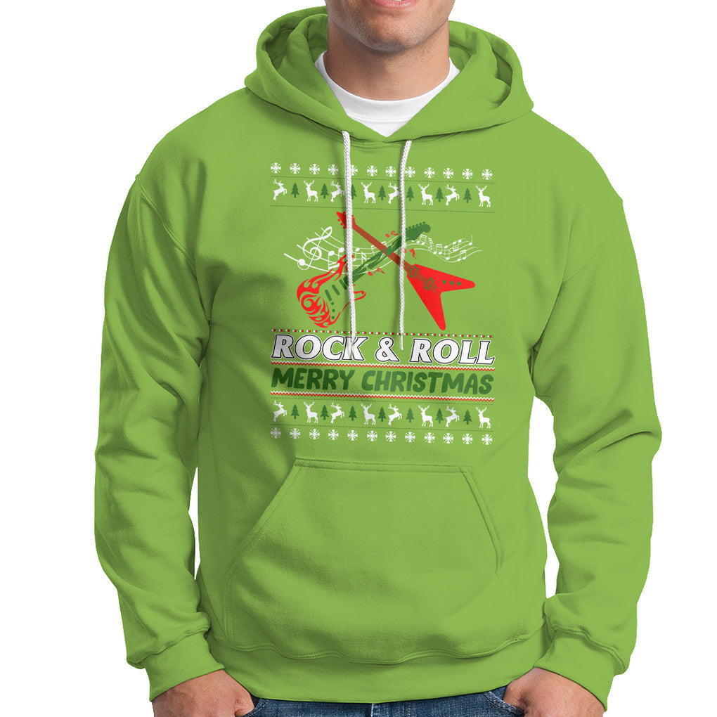 Rock And Roll Merry Christmas Electric Guitar Hoodie TS09 Printyourwear
