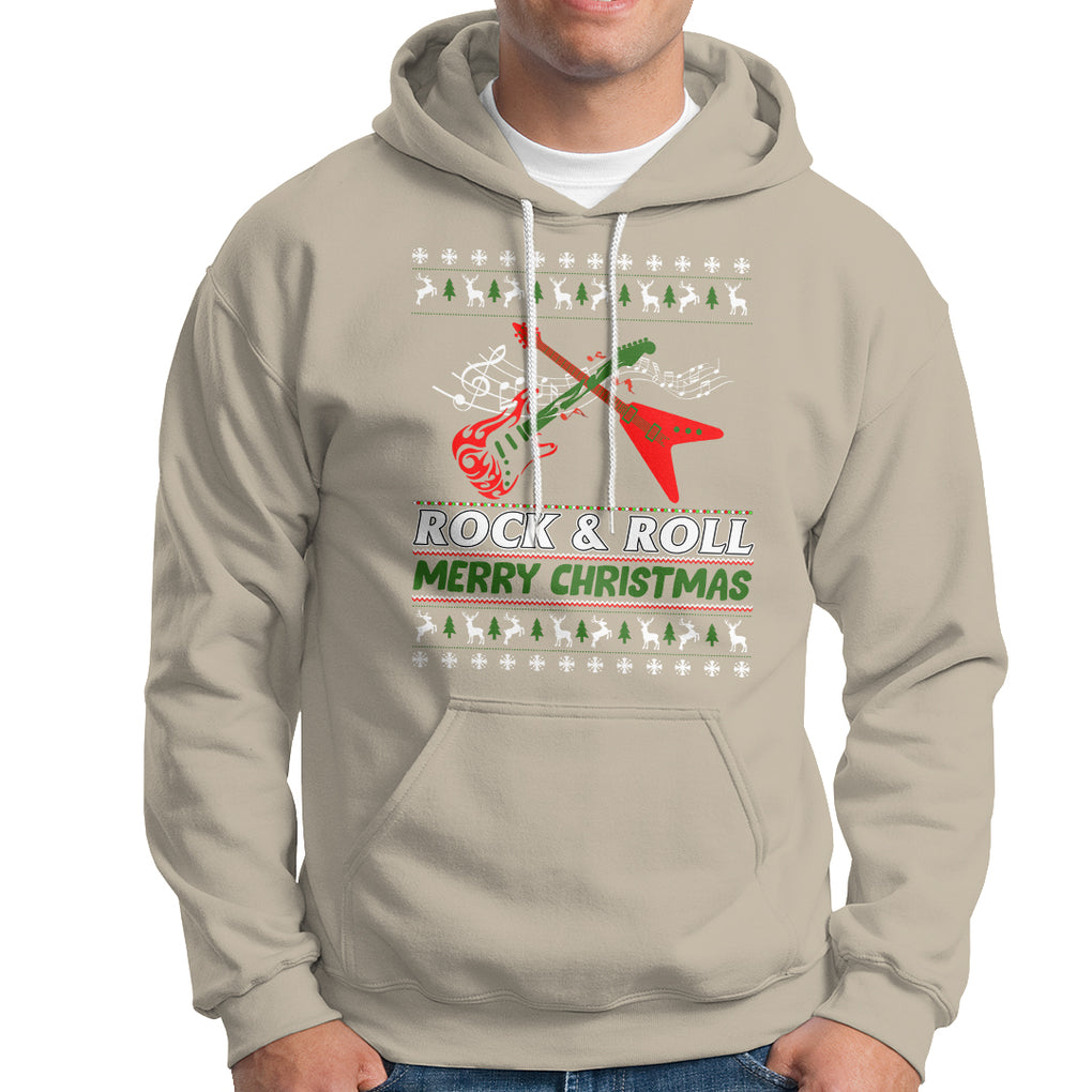 Rock And Roll Merry Christmas Electric Guitar Hoodie TS09 Printyourwear