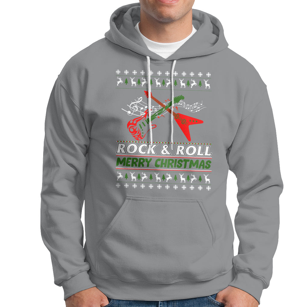 Rock And Roll Merry Christmas Electric Guitar Hoodie TS09 Printyourwear