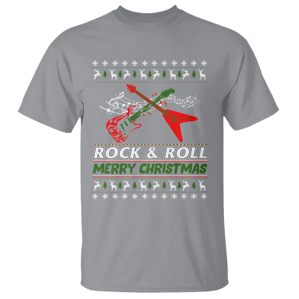 Rock And Roll Merry Christmas Electric Guitar T Shirt TS09 Printyourwear