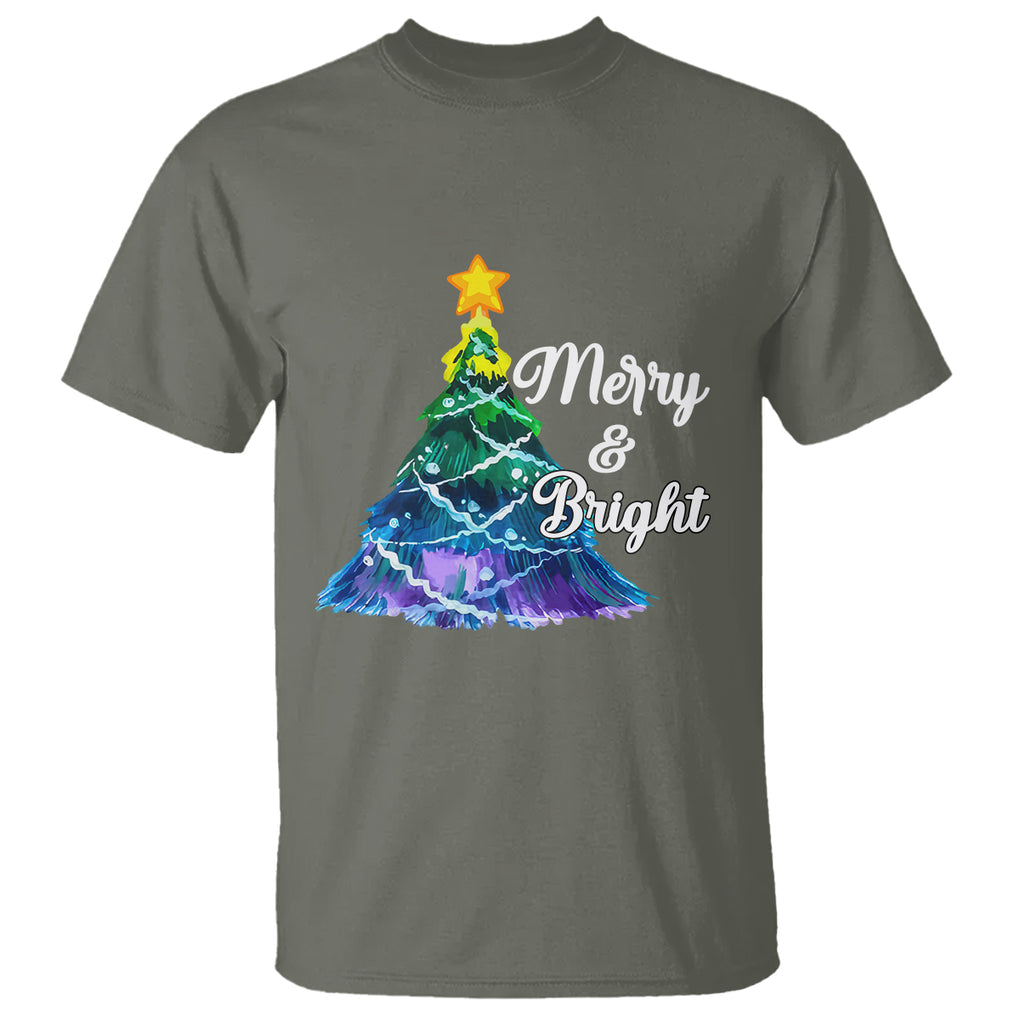 Merry And Bright Colorful Christmas Tree Xmas Holiday T Shirt TS09 Printyourwear