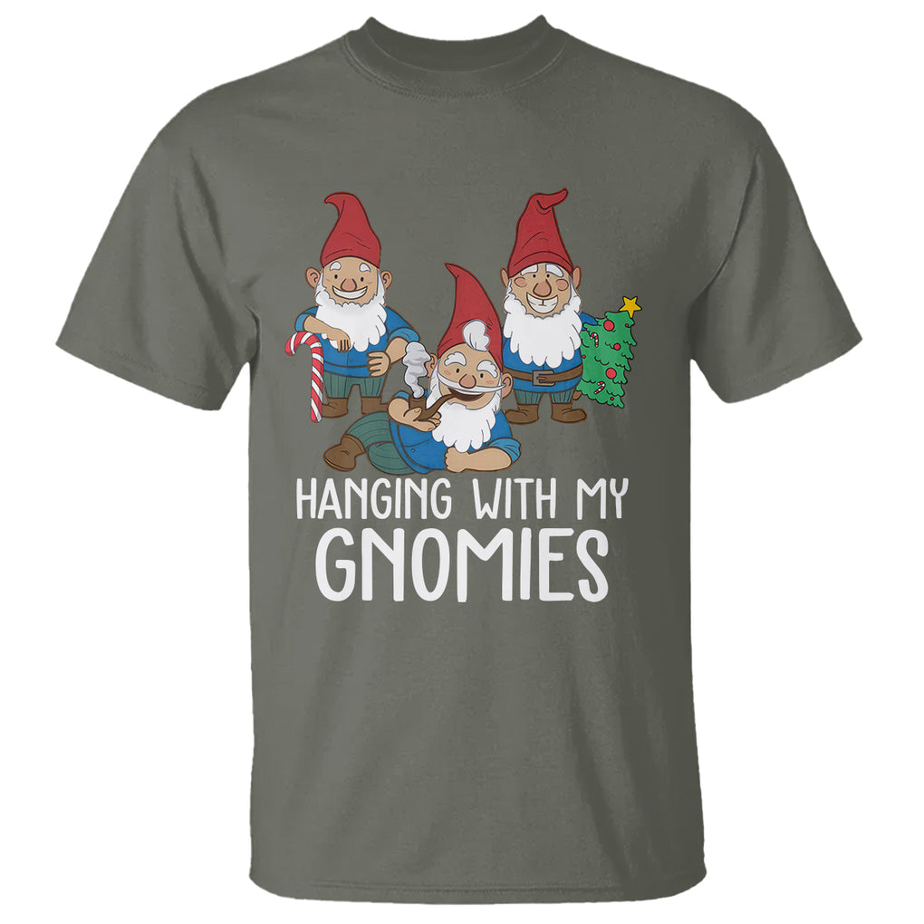 Hanging With My Gnomies Funny Christmas Garden Gnome T Shirt TS09 Printyourwear