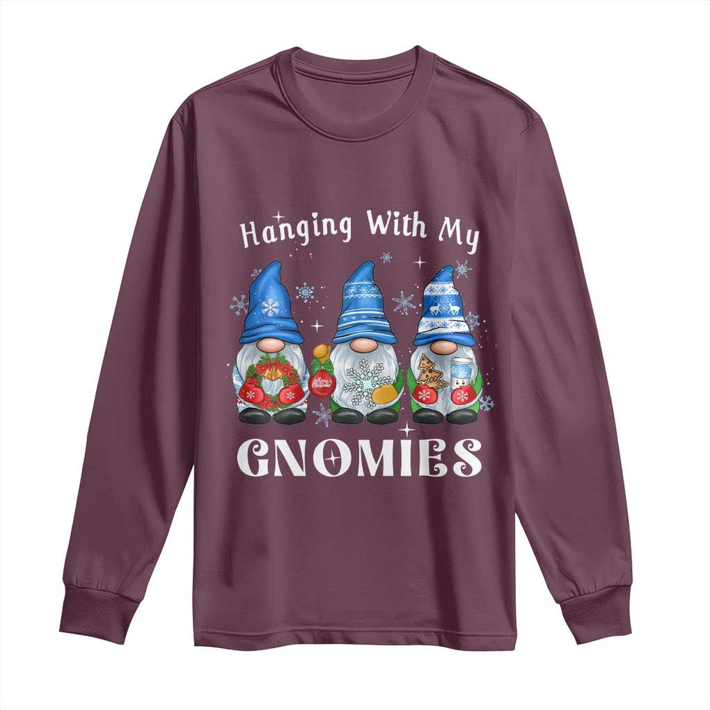Hanging With My Gnomies Cute Xmas Gnome Long Sleeve Shirt TS09 Maroon Print Your Wear