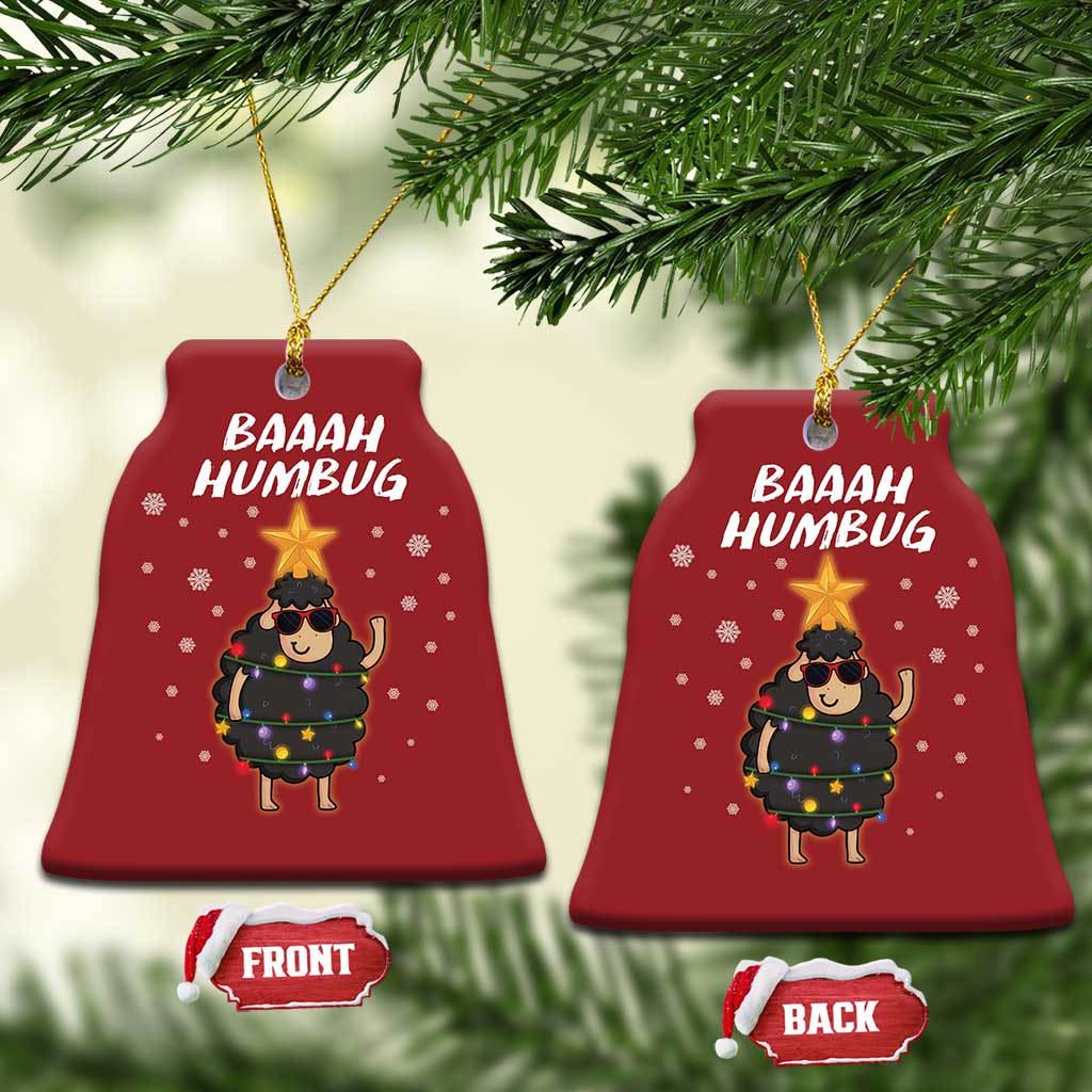 Funny Xmas Christmas Ornament Baaah Humbug Black Sheep Christmas Tree TS09 Bell Flake Red Print Your Wear