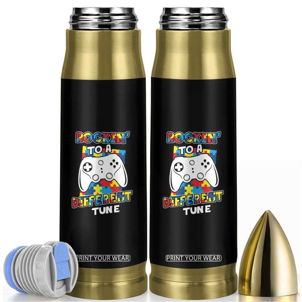 Autism Awareness Bullet Tumbler Rocking To A Different Tune Autistic Gamer TS09 Black Print Your Wear