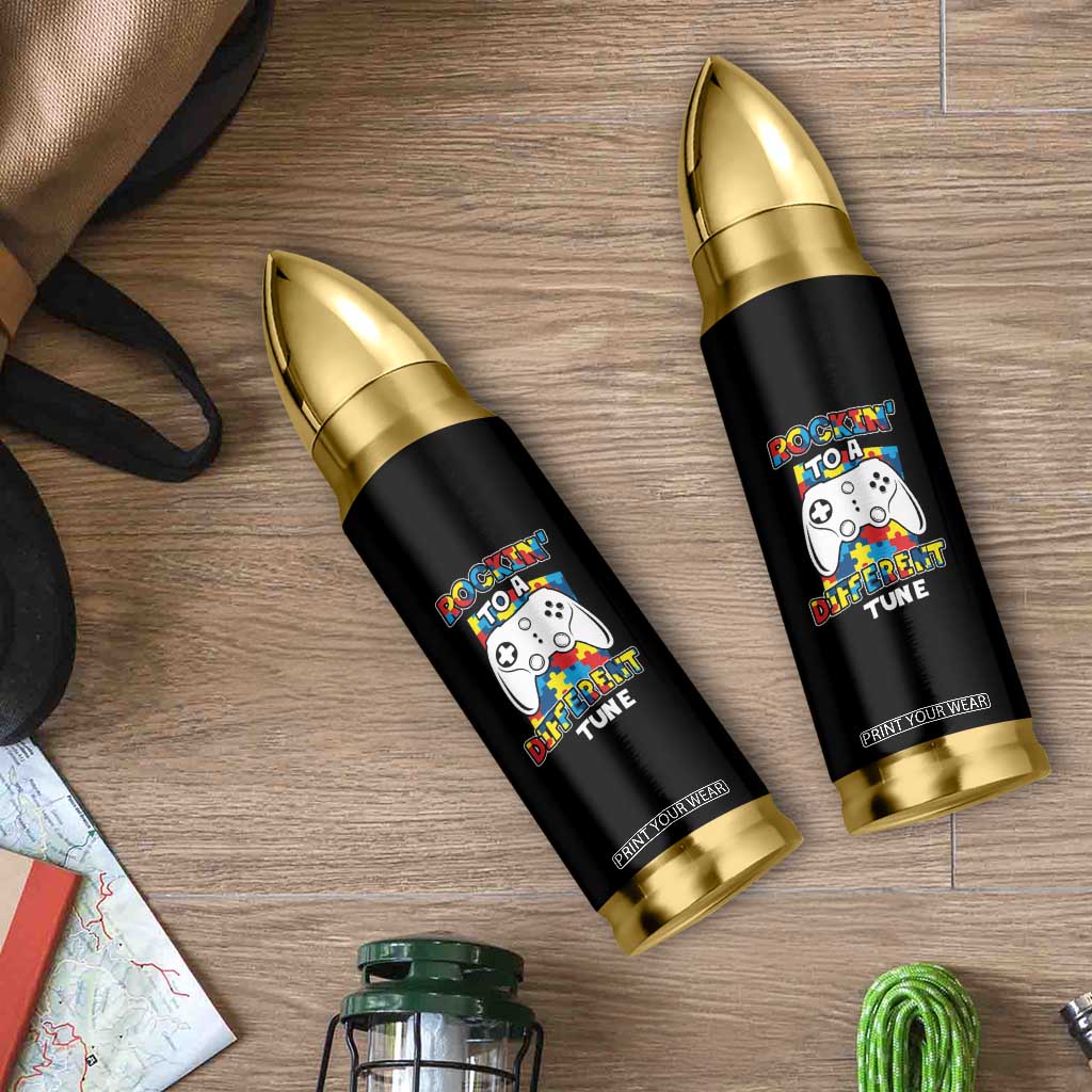 Autism Awareness Bullet Tumbler Rocking To A Different Tune Autistic Gamer TS09 Print Your Wear