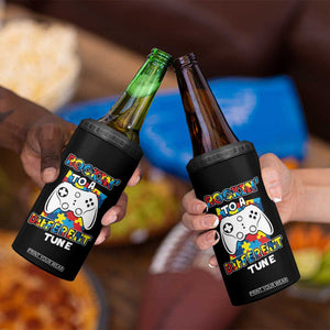 Autism Awareness 4 in 1 Can Cooler Tumbler Rocking To A Different Tune Autistic Gamer TS09 Print Your Wear