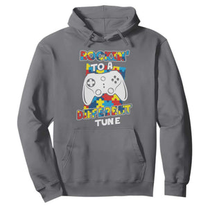 Autism Awareness Hoodie Rocking To A Different Tune Autistic Gamer TS09 Charcoal Printyourwear