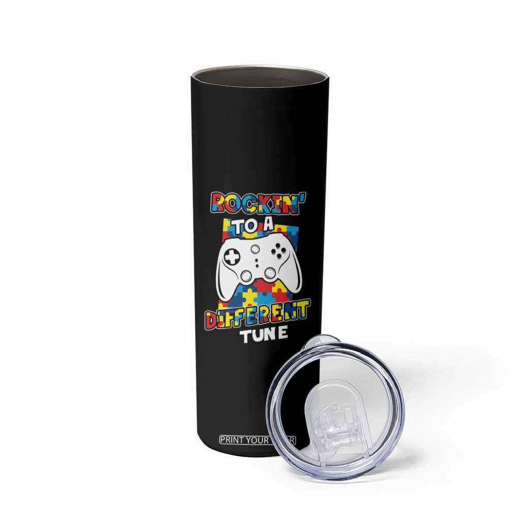 Autism Awareness Skinny Tumbler Rocking To A Different Tune Autistic Gamer TS09 Print Your Wear