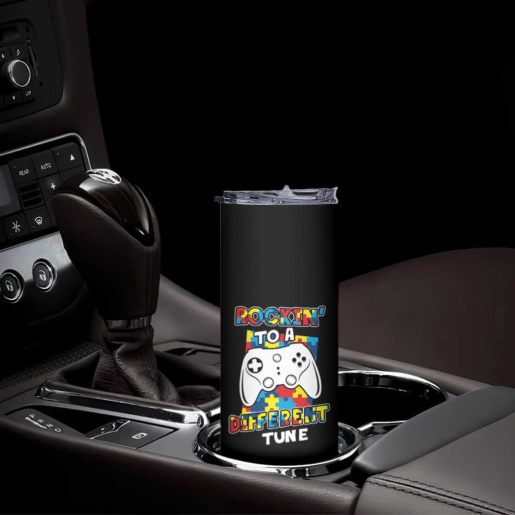 Autism Awareness Skinny Tumbler Rocking To A Different Tune Autistic Gamer TS09 Print Your Wear