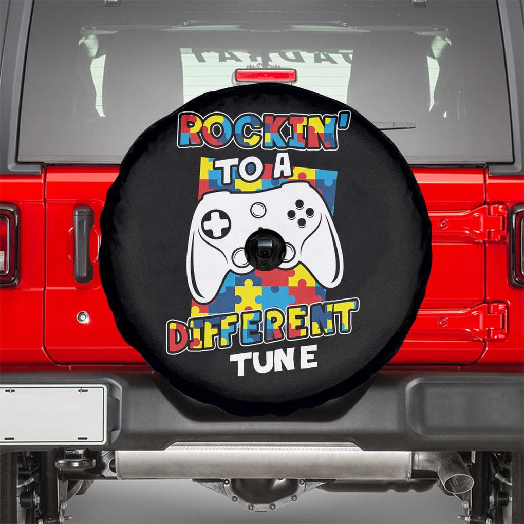 Autism Awareness Spare Tire Cover Rocking To A Different Tune Autistic Gamer TS09 Black Print Your Wear