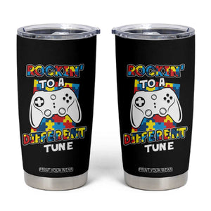 Autism Awareness Tumbler Cup Rocking To A Different Tune Autistic Gamer TS09 Black Print Your Wear