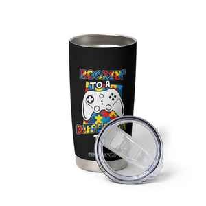 Autism Awareness Tumbler Cup Rocking To A Different Tune Autistic Gamer TS09 Print Your Wear