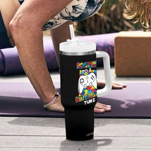 Autism Awareness Tumbler With Handle Rocking To A Different Tune Autistic Gamer TS09 Print Your Wear