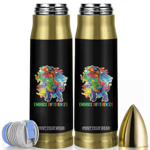 Autism Awareness Bullet Tumbler Embrace Differences Puzzle Dinosaur TS09 Black Print Your Wear