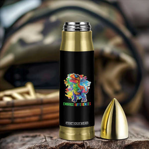 Autism Awareness Bullet Tumbler Embrace Differences Puzzle Dinosaur TS09 Print Your Wear