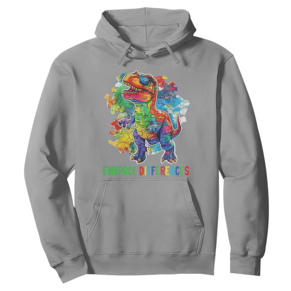 Autism Awareness Hoodie Embrace Differences Puzzle Dinosaur TS09 Sport Gray Printyourwear