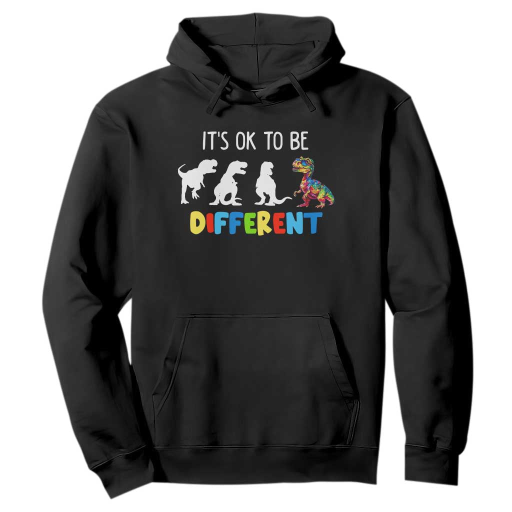 Autism Awareness Hoodie It's Ok To Be Different Puzzle Dinosaur TS09 Black Printyourwear