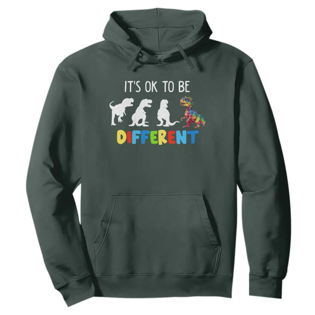 Autism Awareness Hoodie It's Ok To Be Different Puzzle Dinosaur TS09 Dark Forest Green Printyourwear