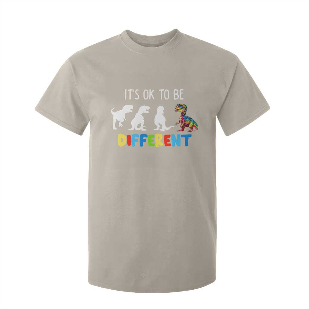 Autism Awareness T Shirt For Kid It's Ok To Be Different Puzzle Dinosaur TS09 Sand Printyourwear