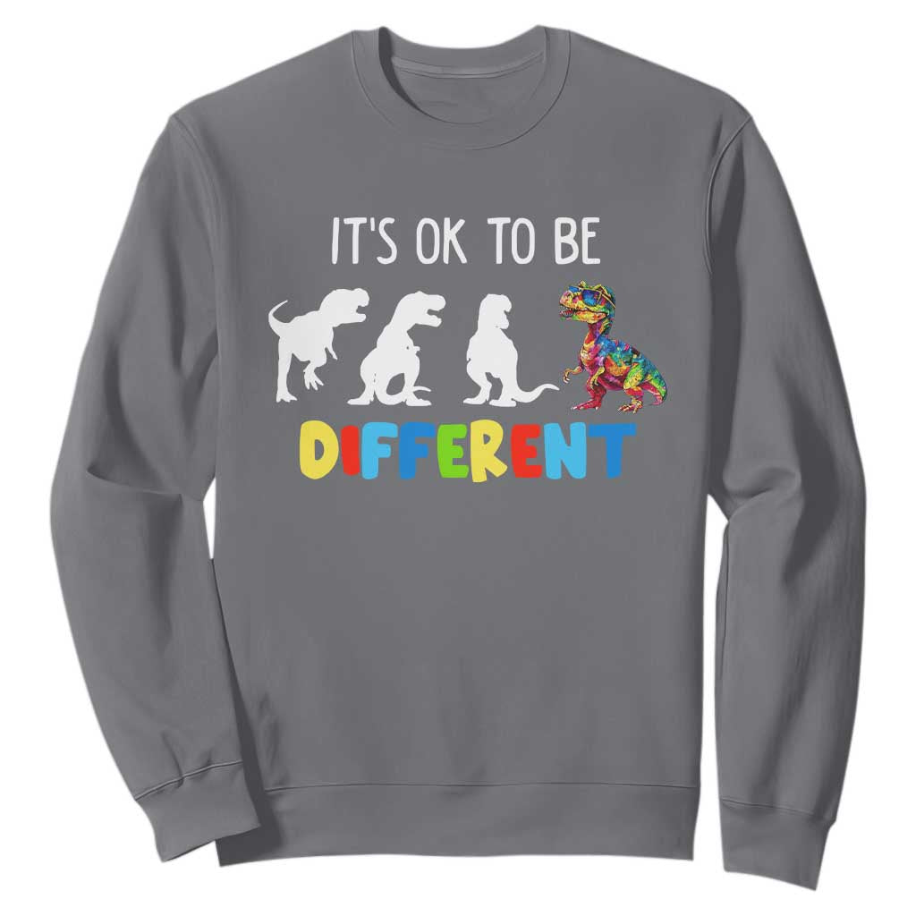 Autism Awareness Sweatshirt It's Ok To Be Different Puzzle Dinosaur TS09 Charcoal Printyourwear