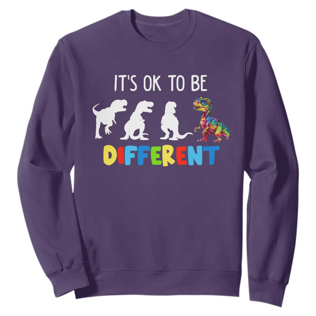 Autism Awareness Sweatshirt It's Ok To Be Different Puzzle Dinosaur TS09 Purple Printyourwear