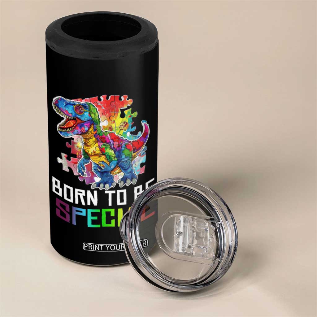 Autism Awareness 4 in 1 Can Cooler Tumbler Born To Be Special Rainbow Puzzle Dinosaur TS09 Print Your Wear