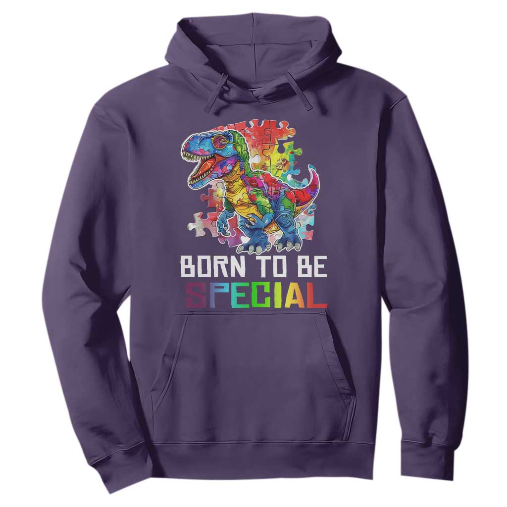 Autism Awareness Hoodie Born To Be Special Rainbow Puzzle Dinosaur TS09 Purple Printyourwear