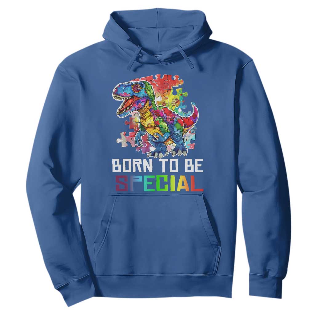 Autism Awareness Hoodie Born To Be Special Rainbow Puzzle Dinosaur TS09 Royal Blue Printyourwear