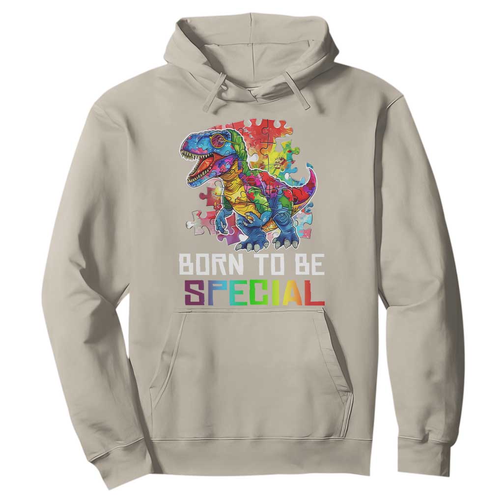Autism Awareness Hoodie Born To Be Special Rainbow Puzzle Dinosaur TS09 Sand Printyourwear