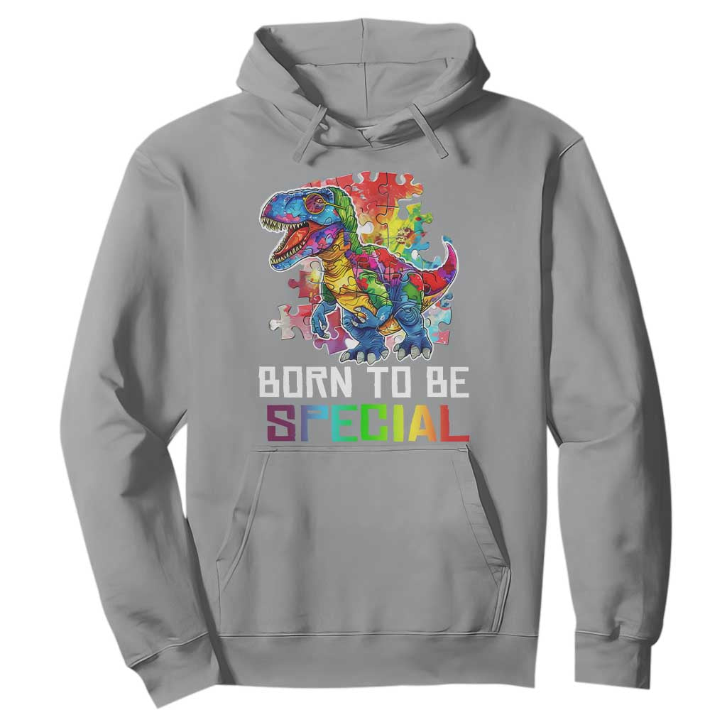 Autism Awareness Hoodie Born To Be Special Rainbow Puzzle Dinosaur TS09 Sport Gray Printyourwear