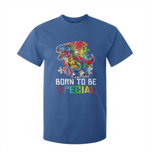 Autism Awareness T Shirt For Kid Born To Be Special Rainbow Puzzle Dinosaur TS09 Royal Blue Printyourwear