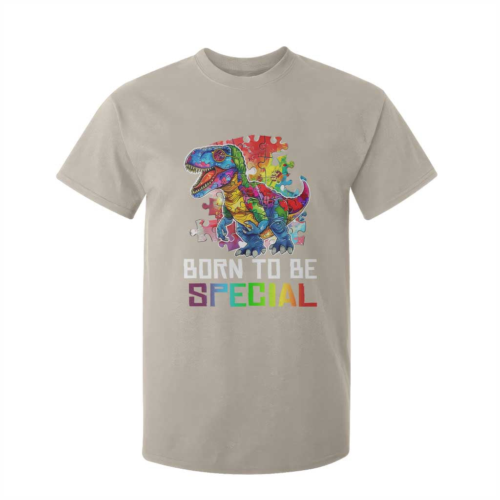 Autism Awareness T Shirt For Kid Born To Be Special Rainbow Puzzle Dinosaur TS09 Sand Printyourwear