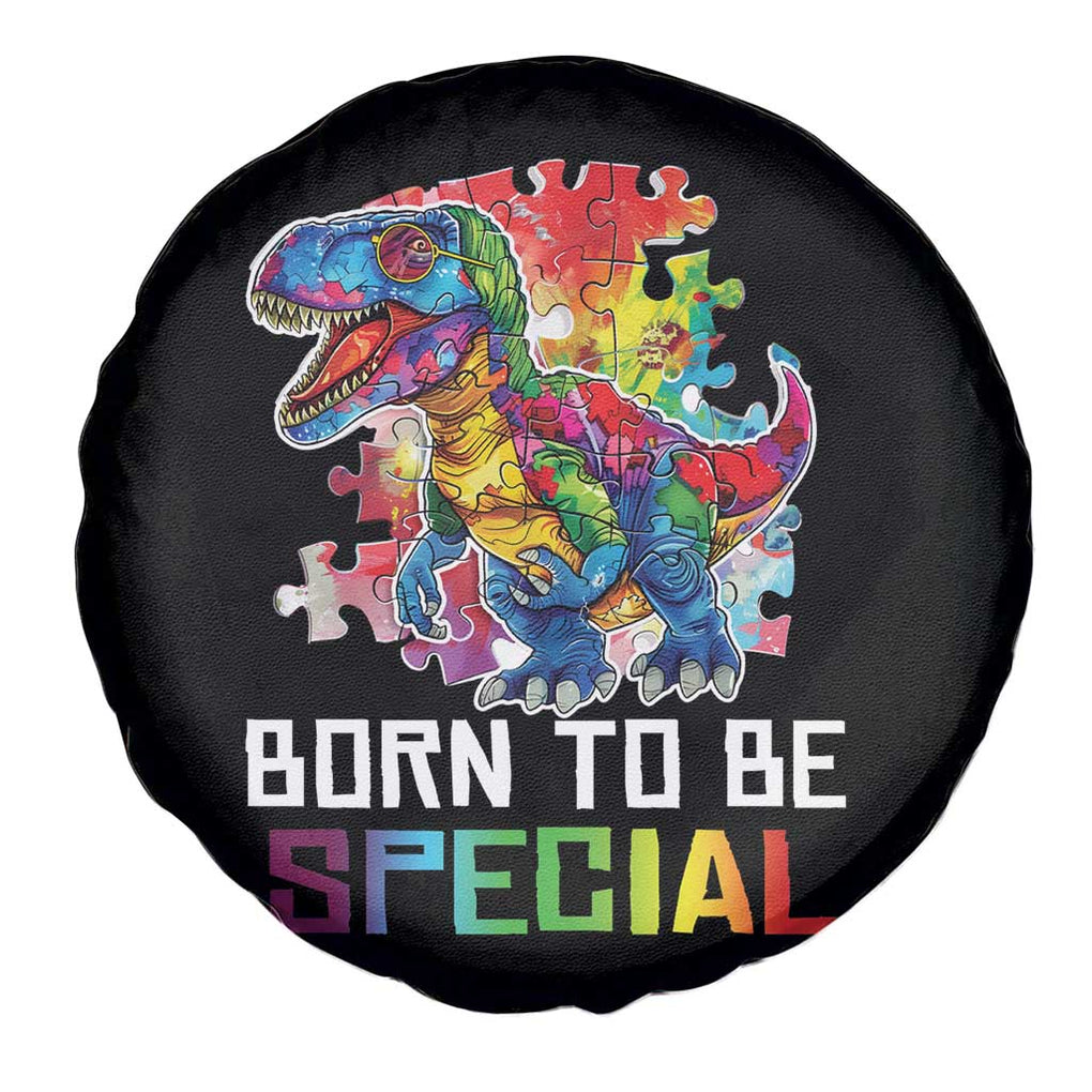 Autism Awareness Spare Tire Cover Born To Be Special Rainbow Puzzle Dinosaur TS09 Print Your Wear