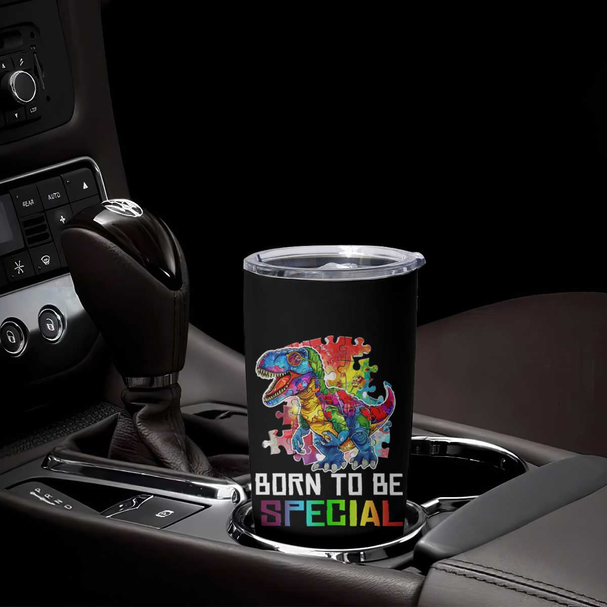 Autism Awareness Tumbler Cup Born To Be Special Rainbow Puzzle Dinosaur TS09 Print Your Wear