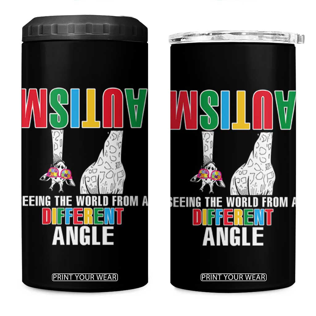 Giraffe Autism Seeing World Different Angle 4 in 1 Can Cooler Tumbler TS09 One Size: 16 oz Black Print Your Wear