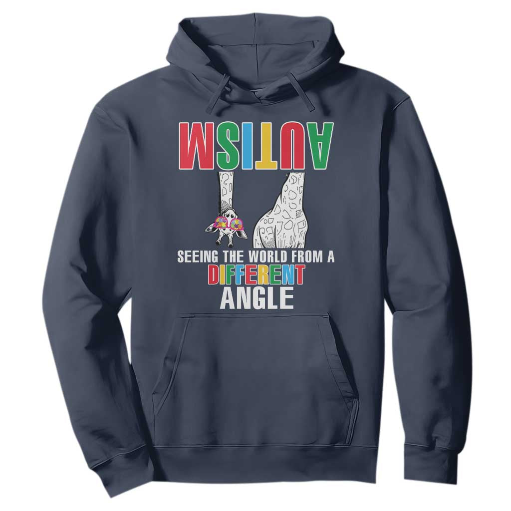 Giraffe Autism Seeing World Different Angle Hoodie TS09 Navy Printyourwear