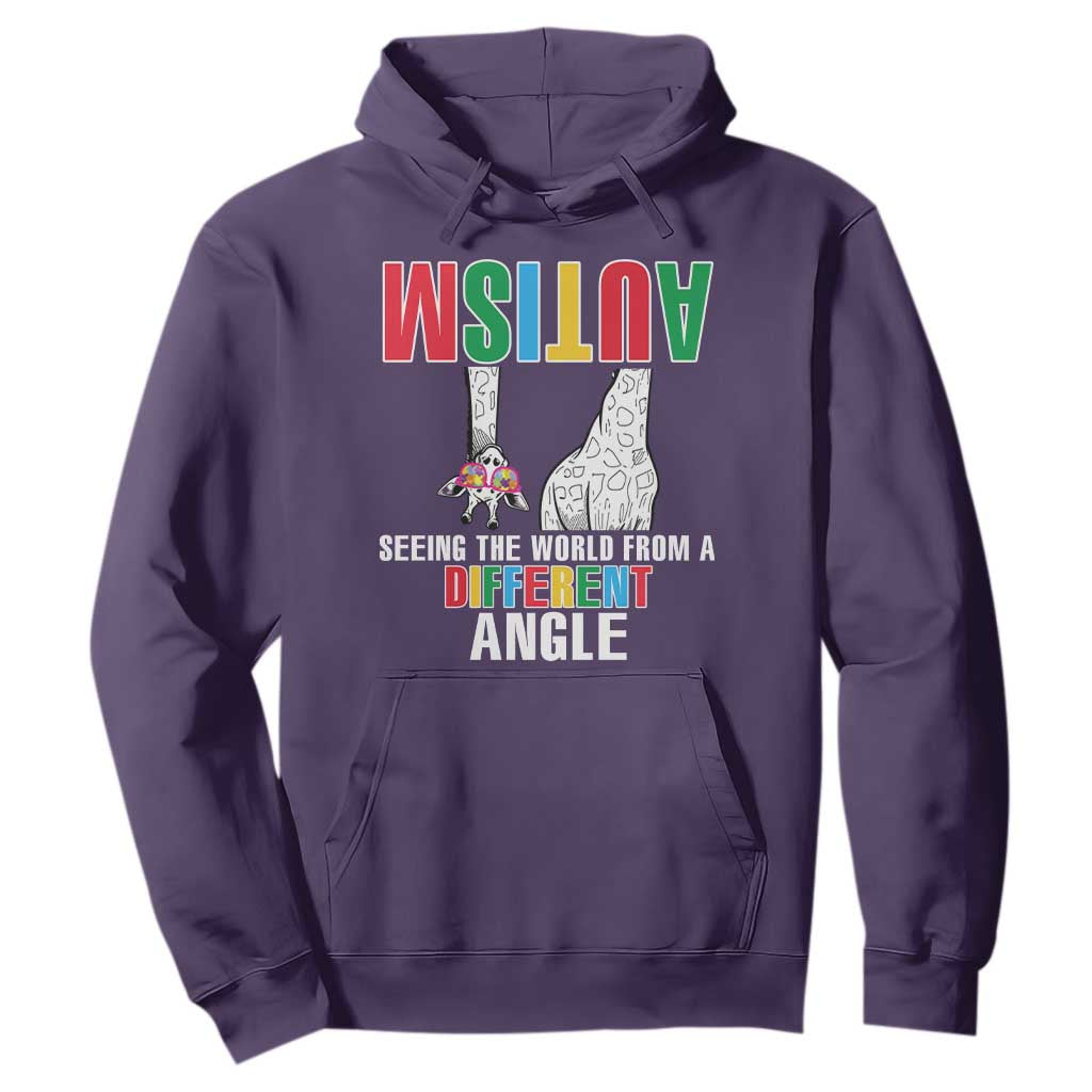 Giraffe Autism Seeing World Different Angle Hoodie TS09 Purple Printyourwear