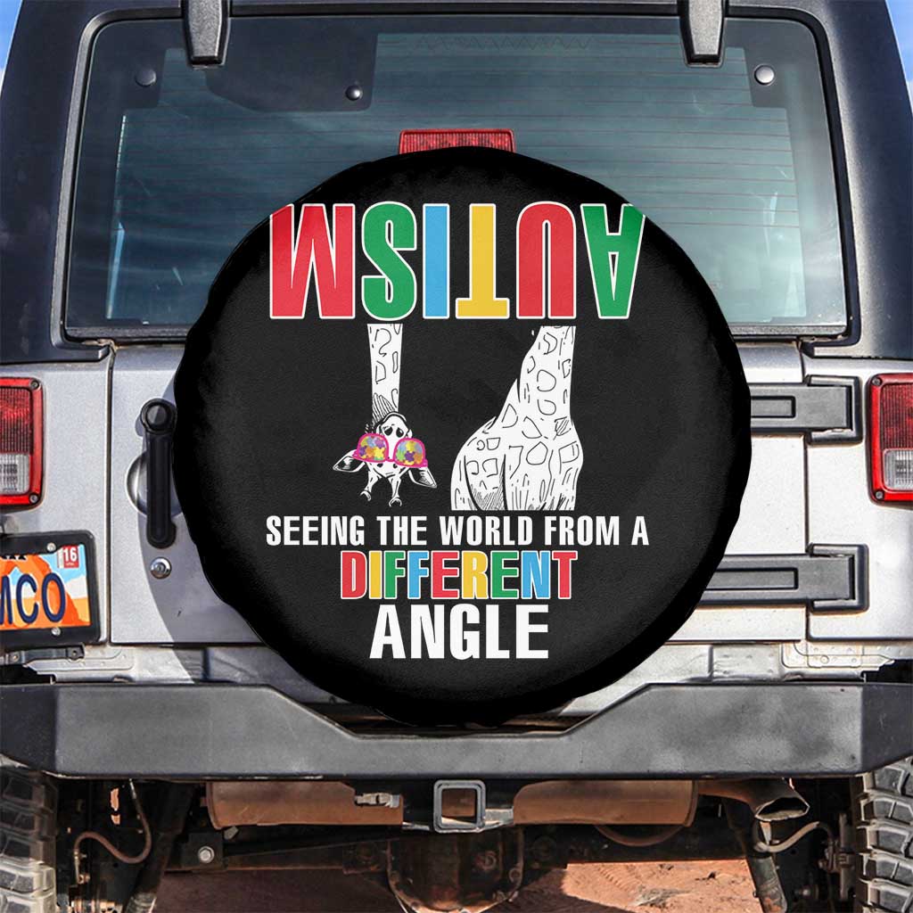 Giraffe Autism Seeing World Different Angle Spare Tire Cover TS09 No hole Black Print Your Wear