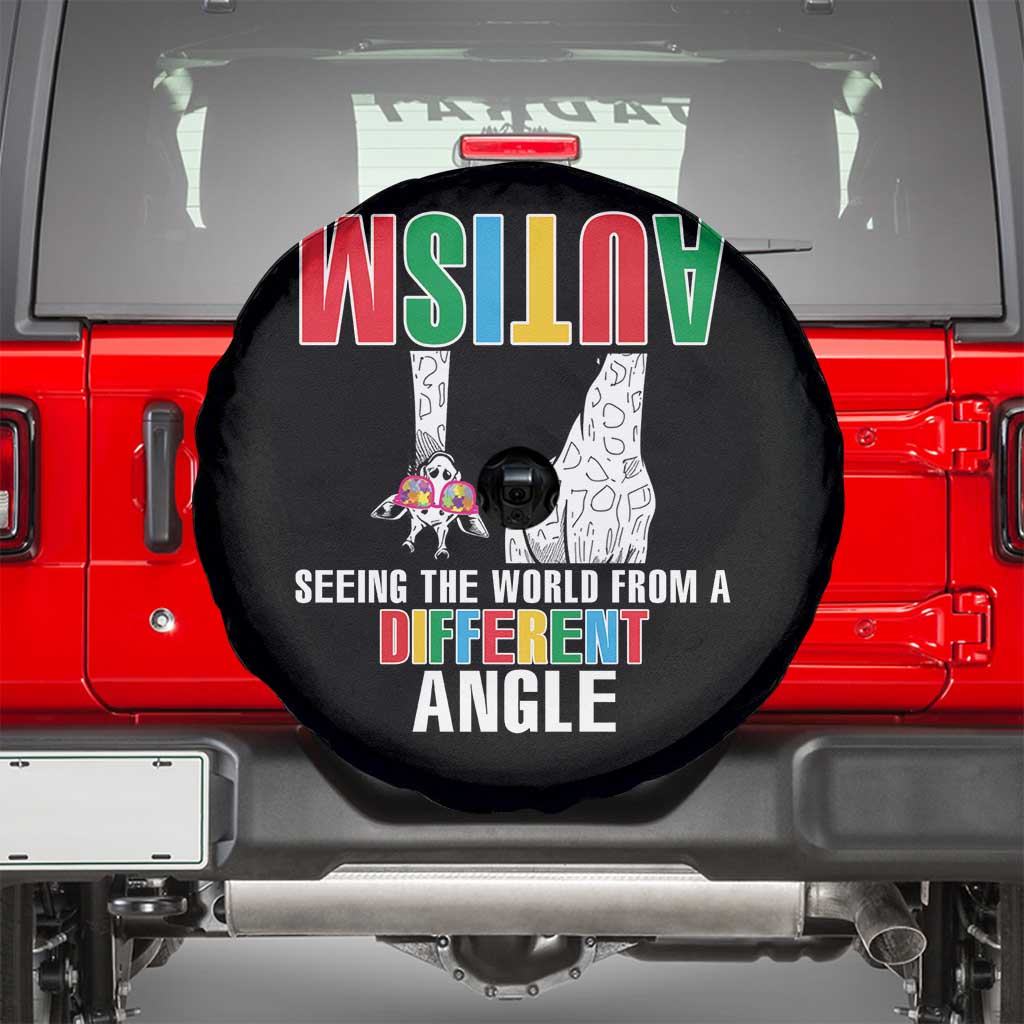Giraffe Autism Seeing World Different Angle Spare Tire Cover TS09 Black Print Your Wear