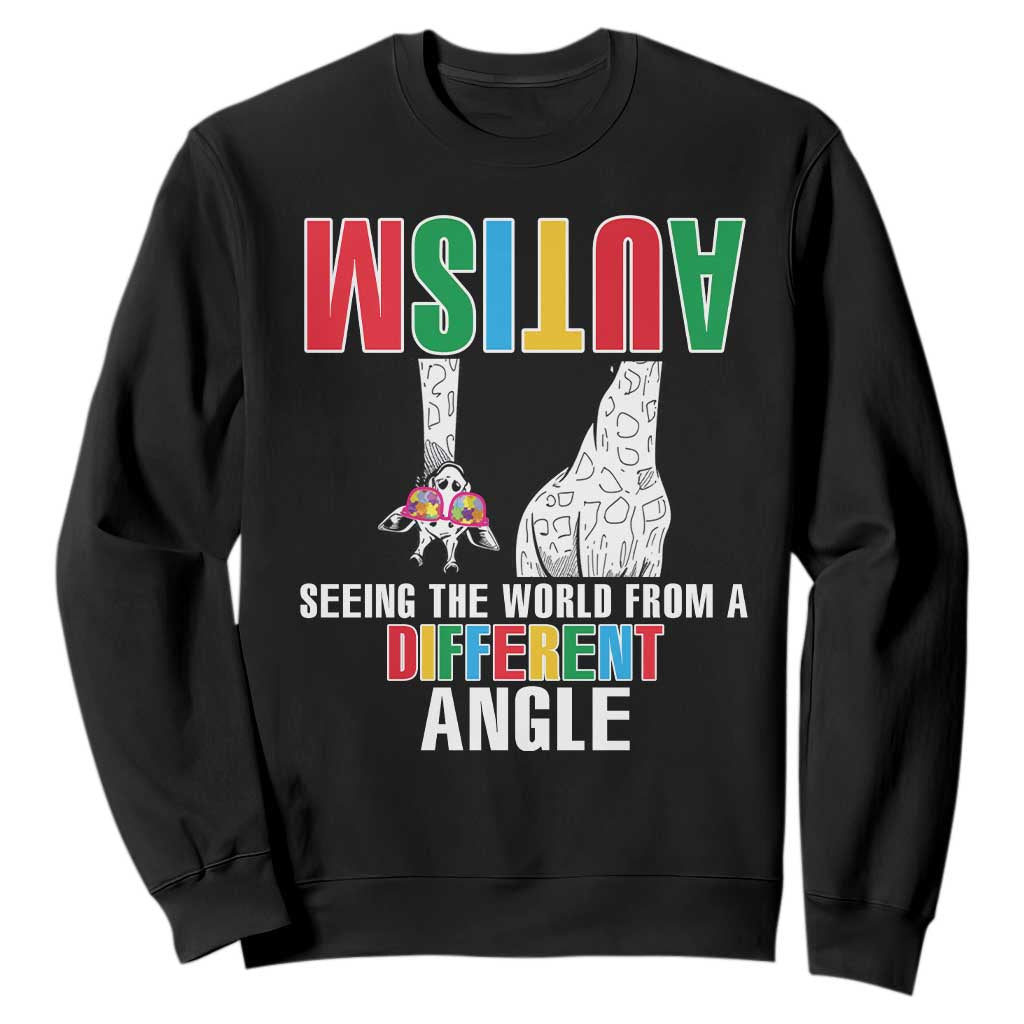 Giraffe Autism Seeing World Different Angle Sweatshirt TS09 Black Printyourwear