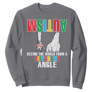 Giraffe Autism Seeing World Different Angle Sweatshirt TS09 Charcoal Printyourwear