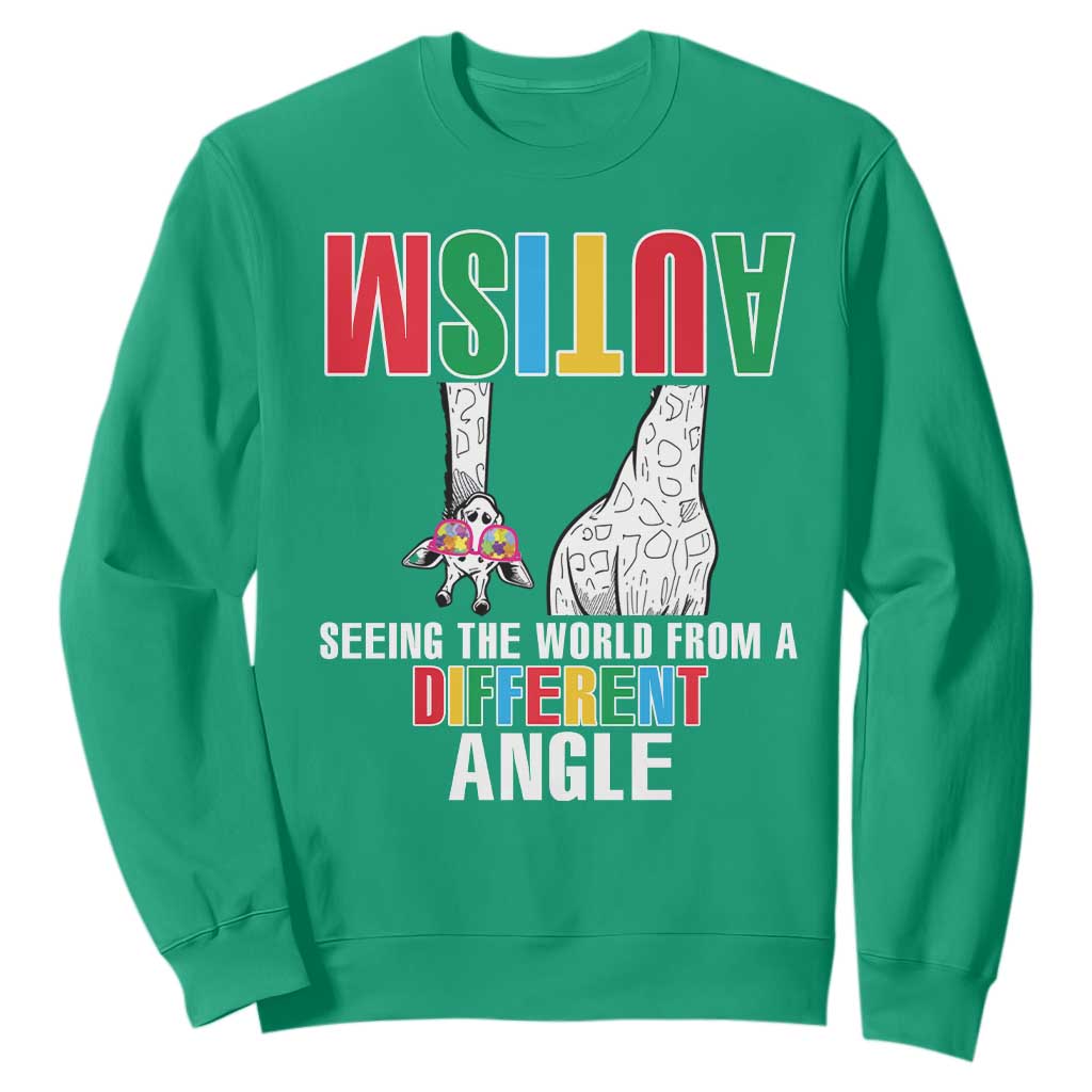 Giraffe Autism Seeing World Different Angle Sweatshirt TS09 Irish Green Printyourwear