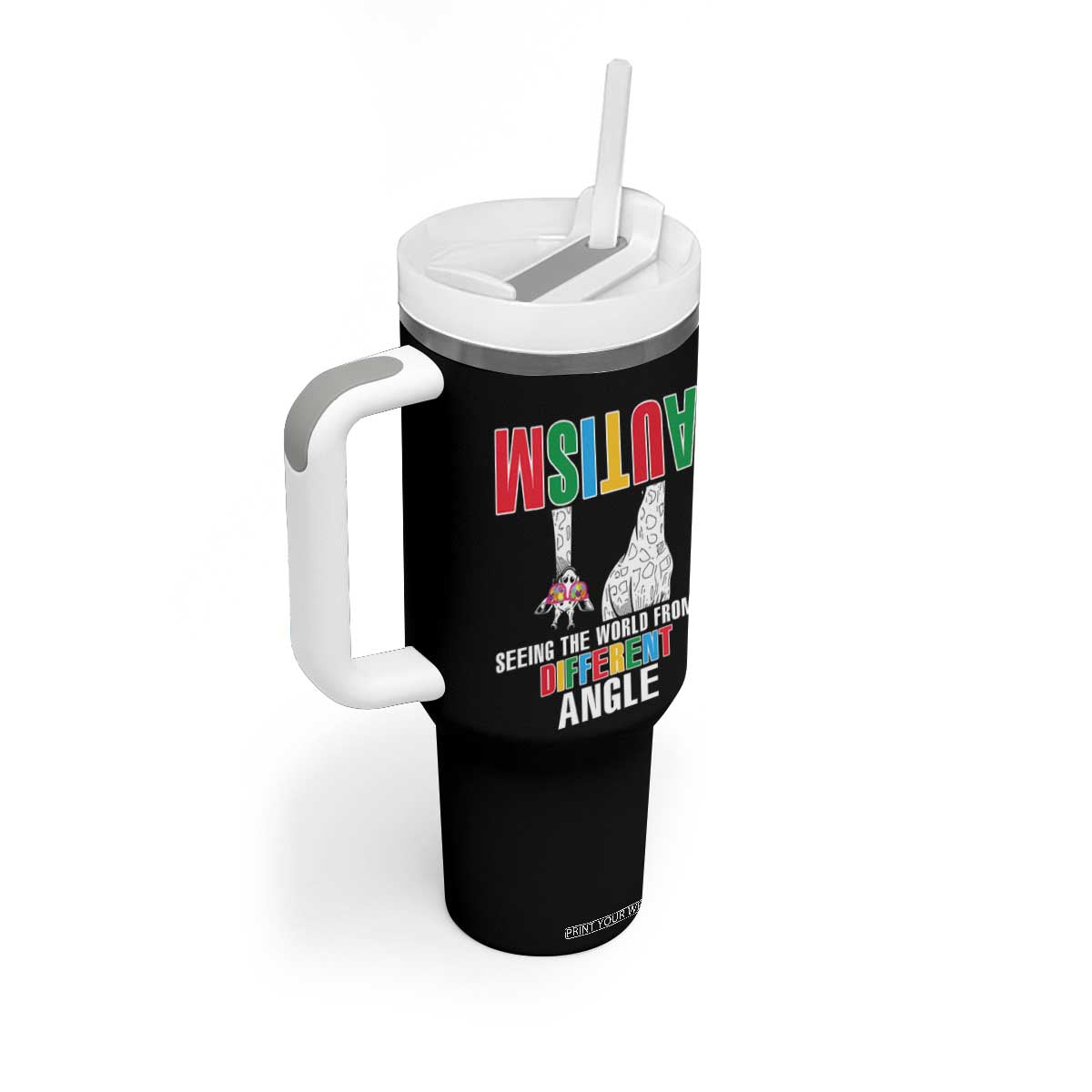 Giraffe Autism Seeing World Different Angle Tumbler With Handle TS09 Print Your Wear