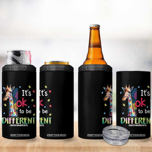 Autism Awareness 4 in 1 Can Cooler Tumbler It's Ok To Be Different Puzzle Giraffe TS09 Print Your Wear