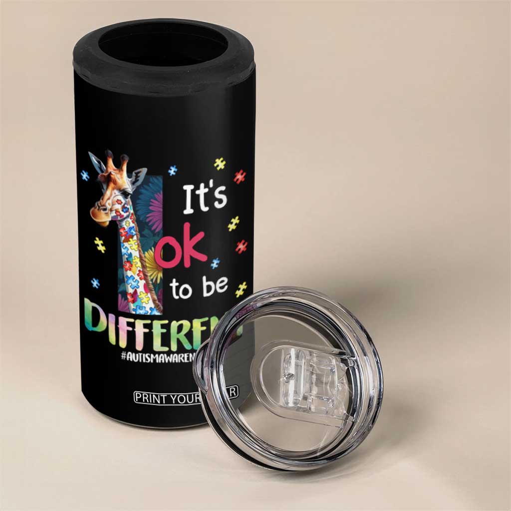 Autism Awareness 4 in 1 Can Cooler Tumbler It's Ok To Be Different Puzzle Giraffe TS09 Print Your Wear