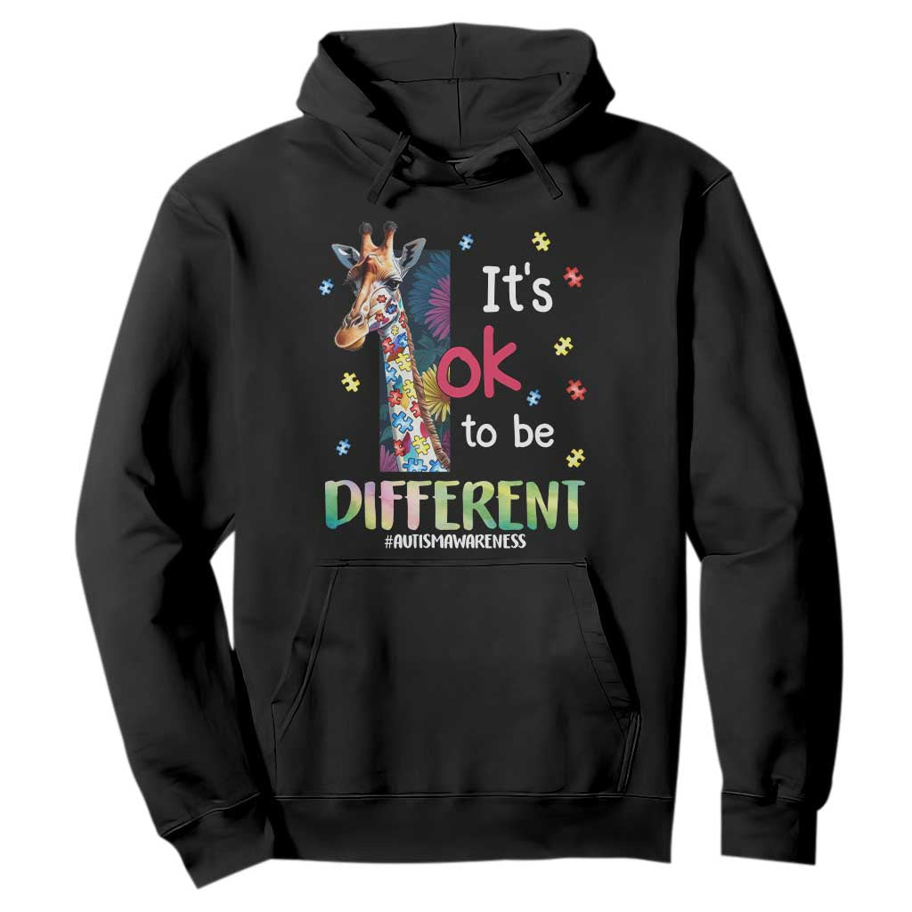 Autism Awareness Hoodie It's Ok To Be Different Puzzle Giraffe TS09 Black Printyourwear