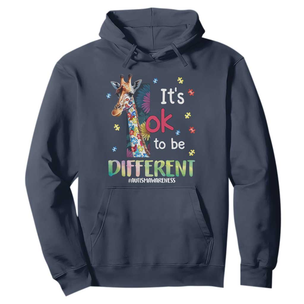 Autism Awareness Hoodie It's Ok To Be Different Puzzle Giraffe TS09 Navy Printyourwear