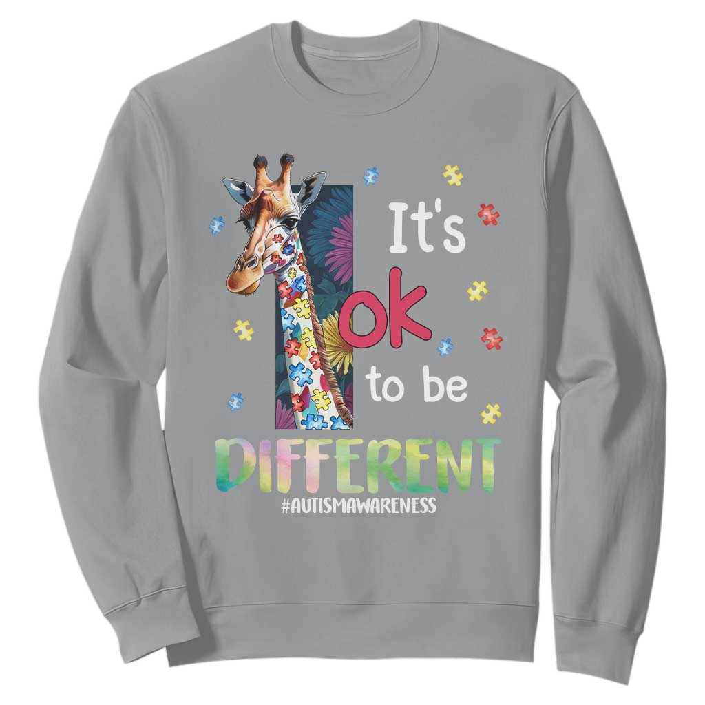 Autism Awareness Sweatshirt It's Ok To Be Different Puzzle Giraffe TS09 Sport Gray Printyourwear