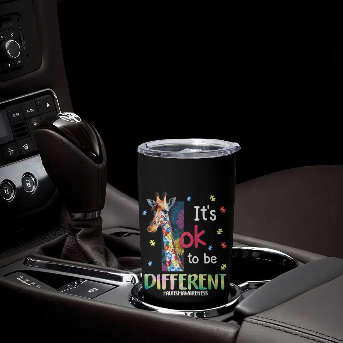 Autism Awareness Tumbler Cup It's Ok To Be Different Puzzle Giraffe TS09 Print Your Wear